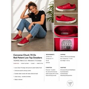 Converse Chuck 70 Ox Pink Patent Leather Sneakers 162442C Mens 5.5 Womens 7.5